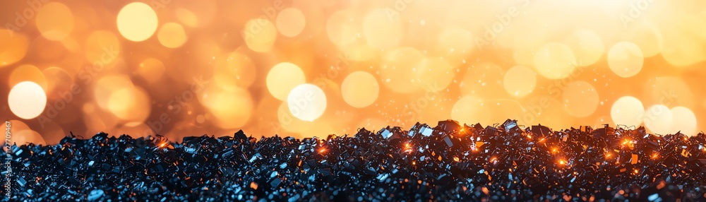 Poster vibrant abstract background with shimmering bokeh effect in warm tones.