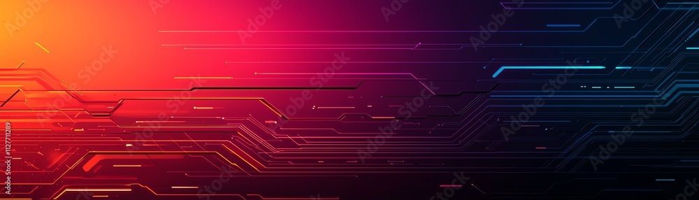 Poster a vibrant digital background showcasing abstract circuit patterns and colors.