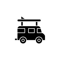 Campervan icon Vector flat thin line illustration