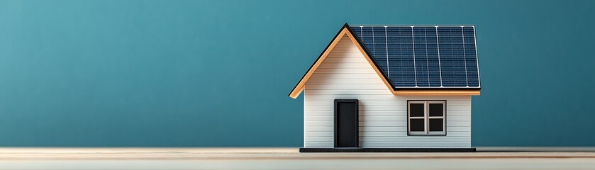 Fototapeta premium Modern house with solar panels, showcasing sustainable energy solutions.