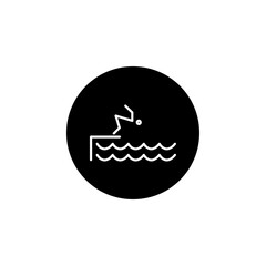 swimmer jumping icon Vector flat thin line illustration