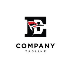 Letter E Woodpecker Logo Icon Vector