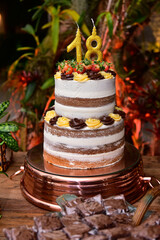 birthday cake, 18th birthday, naked cake, two floors, layered cake, cake and sweets table, #18
