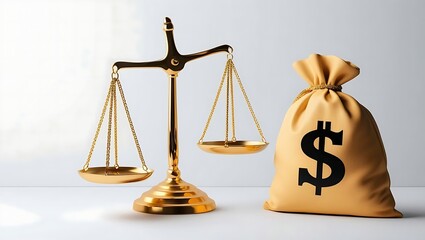 a scales of justice and a money bag, symbolizing fairness and equity in financial matters, scales of justice, money bag, law, justice, equity, fairness, legal, finance, business, contract, agreement, 