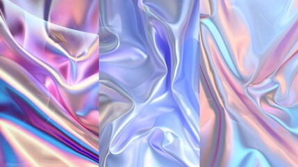 Obraz premium Abstract background of three iridescent colors with soft, flowing waves.