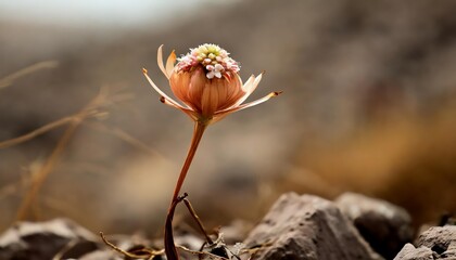 A Close-Up of a Resilient Flower Showcasing Life in a Harsh Environment, Symbolizing Strength and Perseverance in Natures Most Challenging Conditions