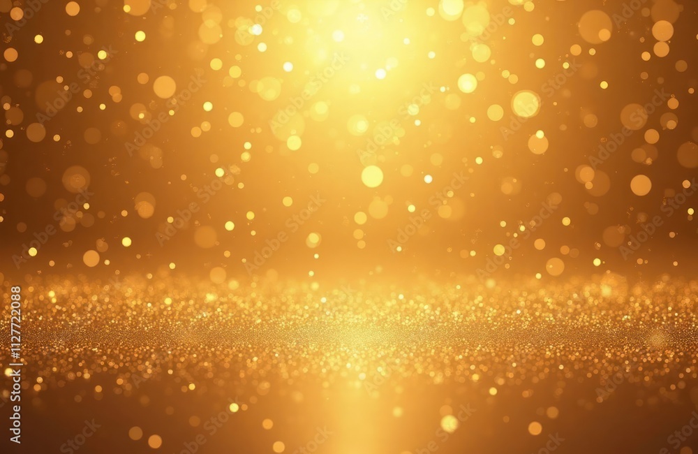 Poster golden background with dazzling sparkle effect. shimmering particles create luminous atmosphere. abs