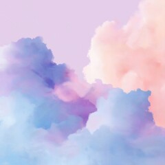 Obraz premium Pastel pink purple, blue clouds fill sky. Soft starlight glows. Dreamy abstract sky background. Ideal for presentations. Wonderful wallpaper. Artistic illustration style. Beautiful fantasy scene.