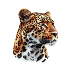 Obraz premium Realistic Leopard Portrait on Transparent Background