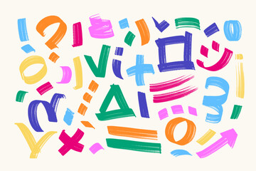 Various Hand drawn Shapes and Doodle objects. Vector artistic elements set. Signs and symbols hand drawn in grunge way.