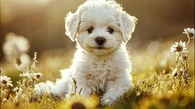 bichon frize in nature. selective focus
