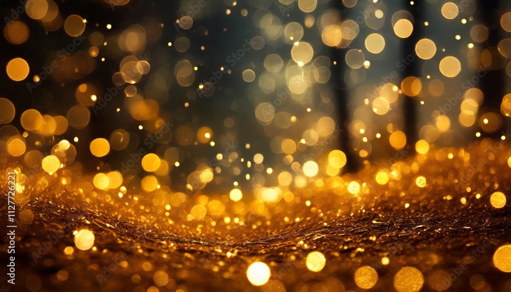 Poster a magical abstract landscape of twinkling amber lights creates a dreamy backdrop for a speculative s