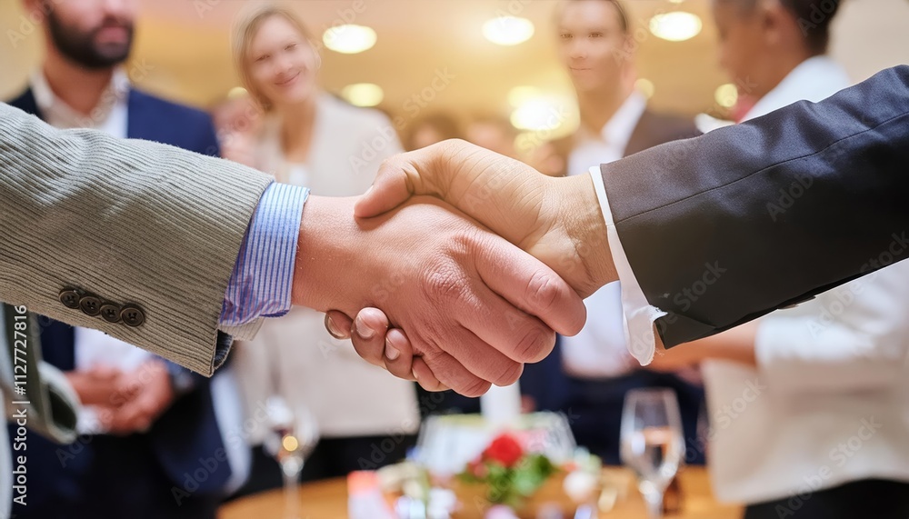Aufkleber a powerful handshake exchanged at a professional networking event: building connections and opportun