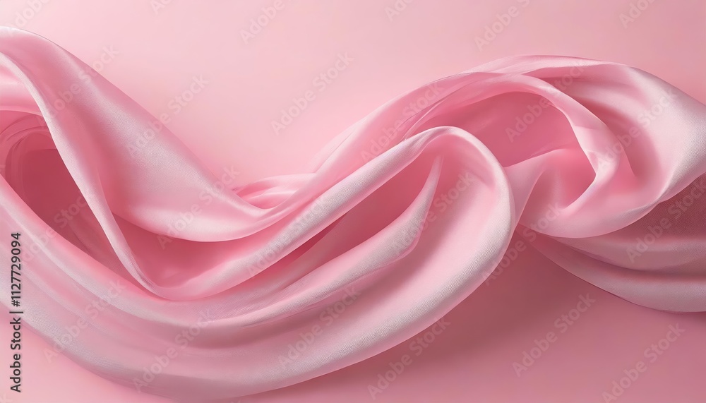 Poster soft pink background with elegant flowing fabric design - a serene and calming visual for various cr
