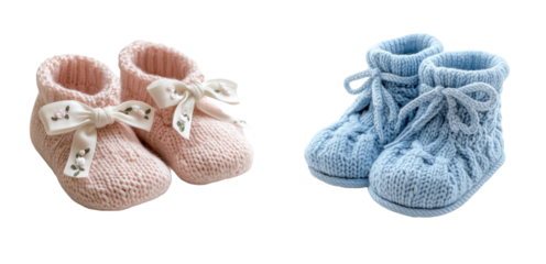 Cozy Baby Booties in Soft Pink and Blue Knits