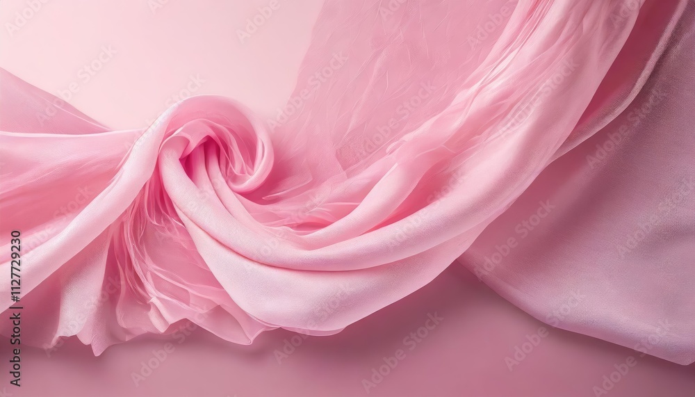Poster a soft pink background with smooth, flowing fabric design in the center of the image - elegant and s