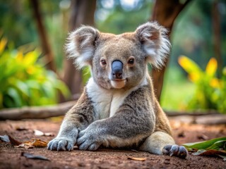 Fototapeta premium A cute koala naps, a masterful rule of thirds wildlife photograph capturing Australian charm.