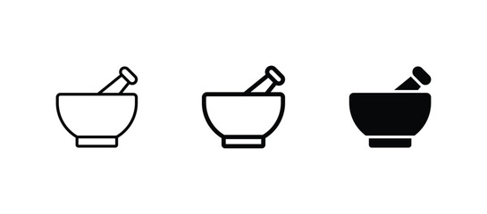 Pharmacy symbol vector. pestle and mortar icon set	