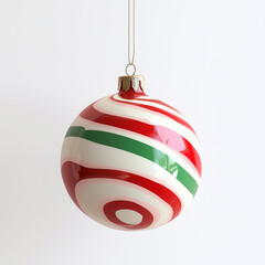 Red Green Christmas Bulb Isolated on White Background
