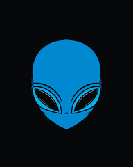 Classic alien with big eyes. Original vector illustration in vintage style. T-shirt design.