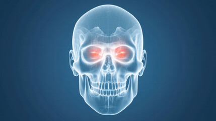 Fototapeta premium Digital of skull with highlighted sinus cavities, showcasing anatomical details and structure