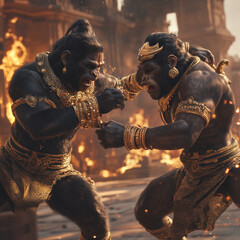 monkey gods Vali and Sugriva Epic Battle Indian Mythology