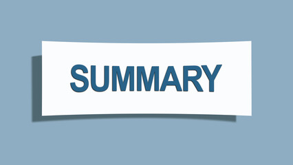 Summary. A card isolated on blue background.