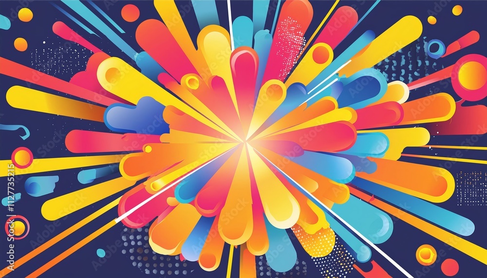 Poster abstract colorful neon ink explosion on black background: a vibrant display of fluid art and dynamic
