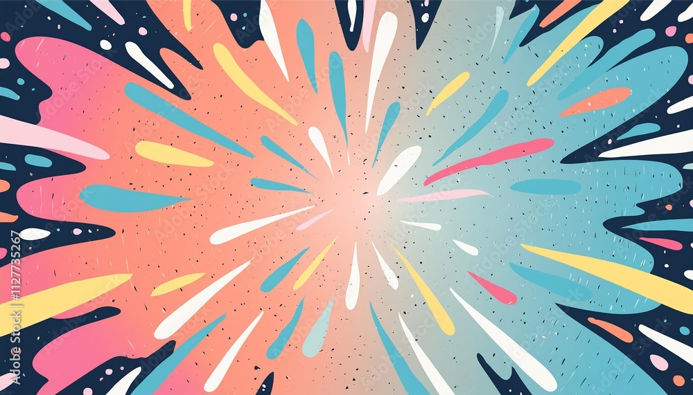 Poster abstract colorful neon ink explosion on black background - a vivid display of artistic expression th