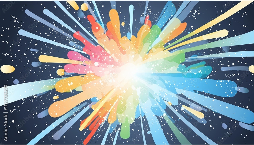 Poster abstract colorful neon ink explosion on black background: a vivid display of dynamic colors and flui