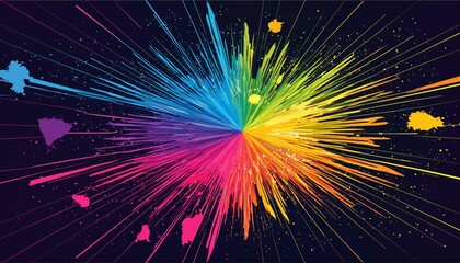 Abstract Colorful Neon Ink Explosion on Black Background - A Vibrant Display of Fluid Artistry Capturing the Essence of Creativity and Imagination in a Stunning Visual Experience