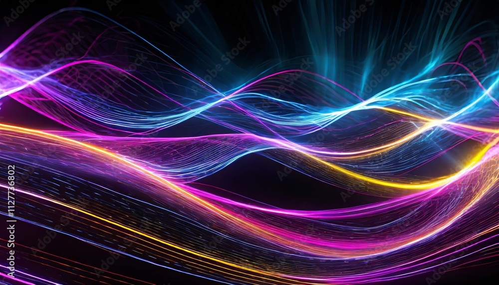 Aufkleber abstract flowing neon color wave lights background - a stunning visual representation of vibrant wav