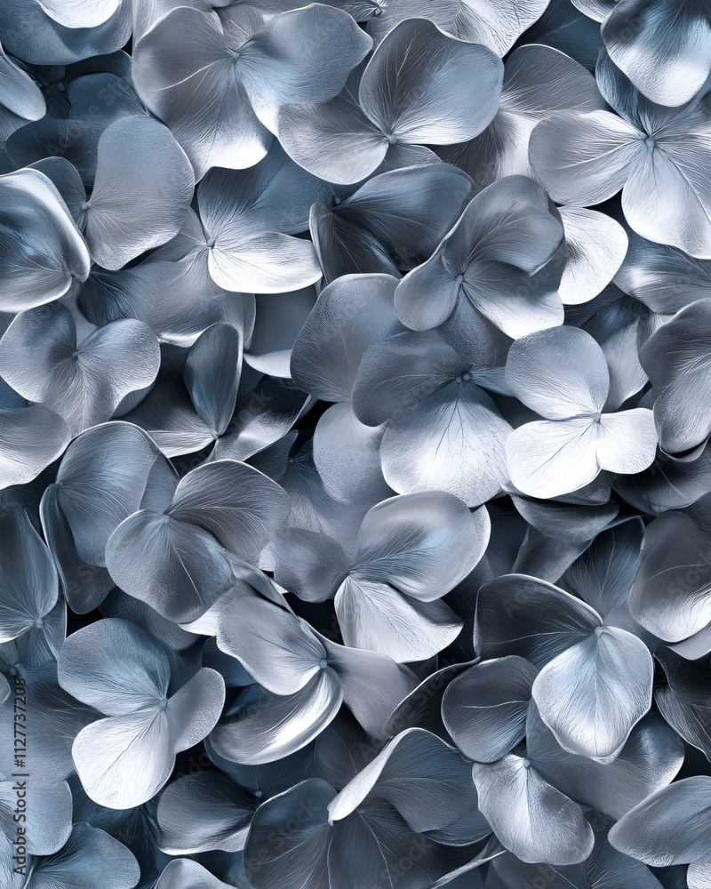 Poster a close-up of delicate blue flower petals creating a serene and calming visual texture.