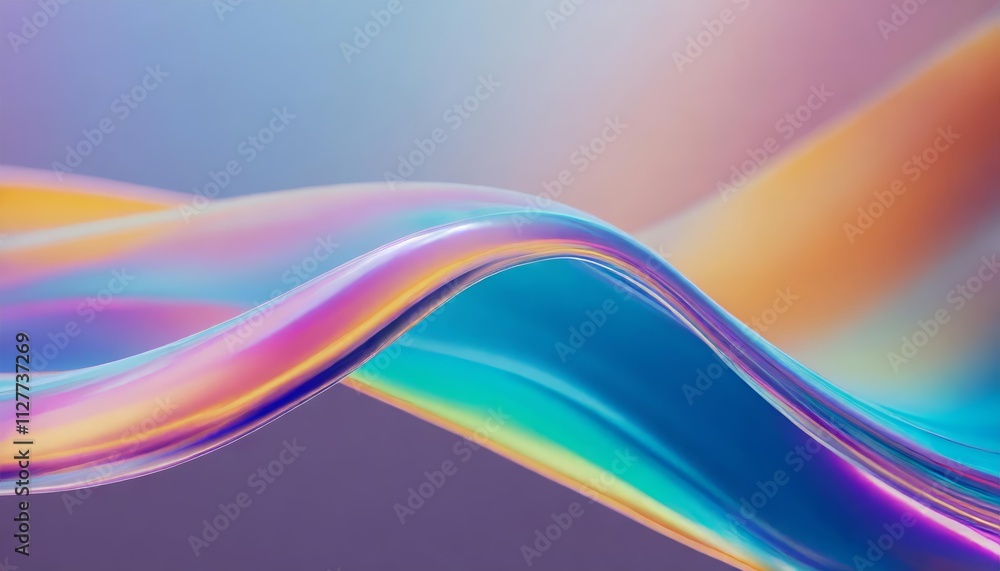 Poster abstract fluid iridescent holographic neon curved wave in motion - a colorful background rendering s