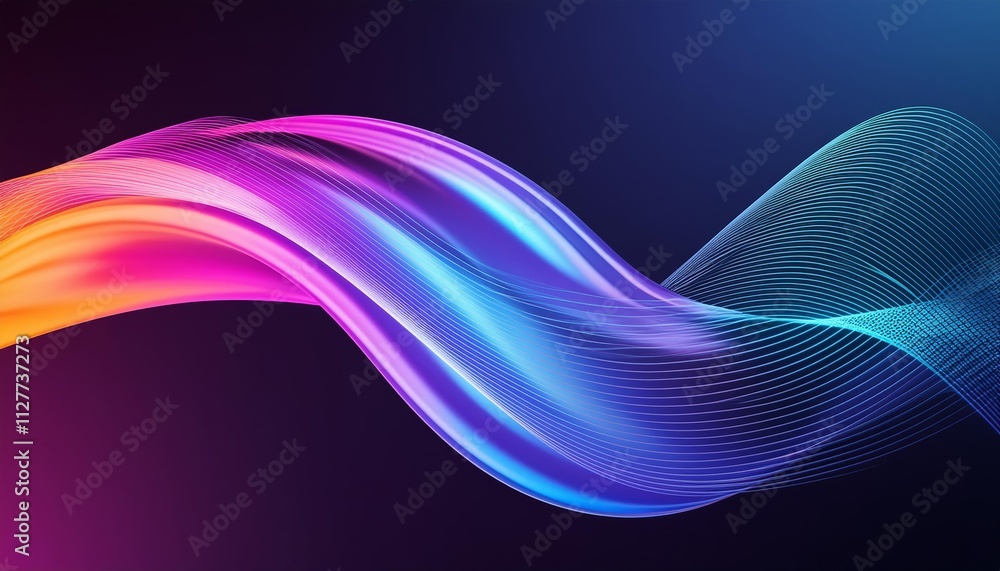 Aufkleber abstract fluid iridescent holographic neon curved wave in motion: a colorful background render featu