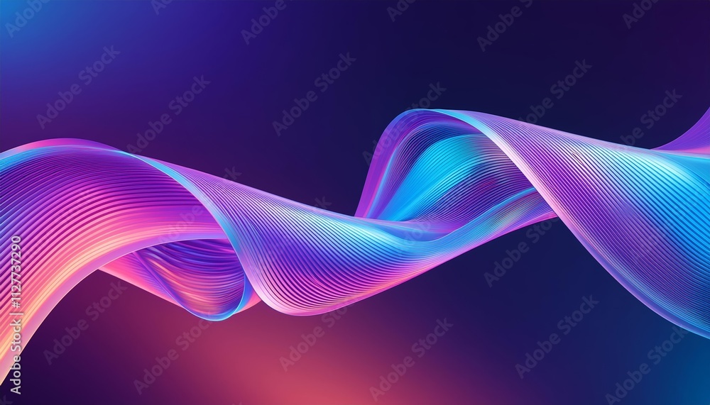 Aufkleber abstract fluid iridescent holographic neon curved wave in motion - a vibrant and colorful background