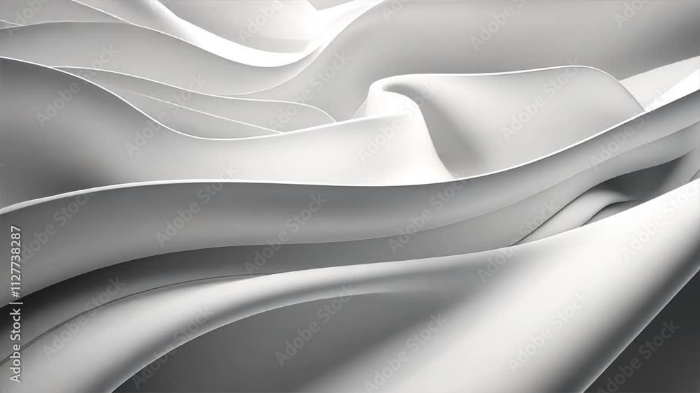 Poster Abstract white waves create smooth, flowing texture with soft curves, evoking calm and elegance in minimalist design, enhancing visual depth and modern aesthetics.