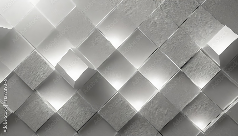 Aufkleber abstract geometric white bright texture wall featuring squares and square cubes background - a moder