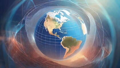 Abstract globe illustration highlighting North America, showcasing vibrant colors and intricate design elements that symbolize geographical features and cultural diversity.