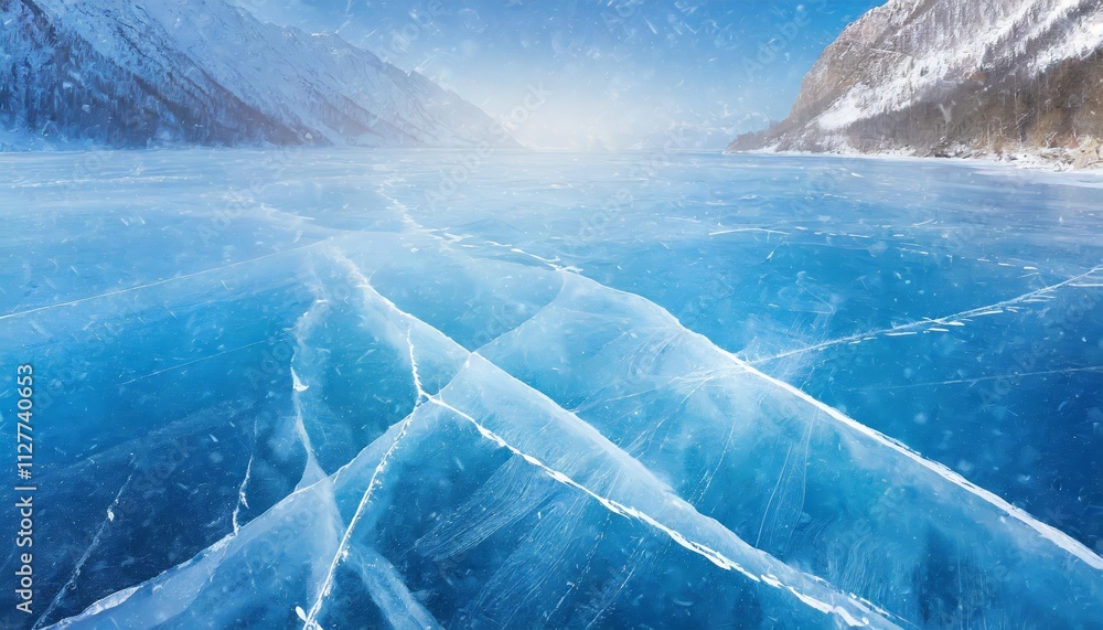 Poster stunning abstract ice background featuring a blue surface with intricate cracks, perfect for use in 