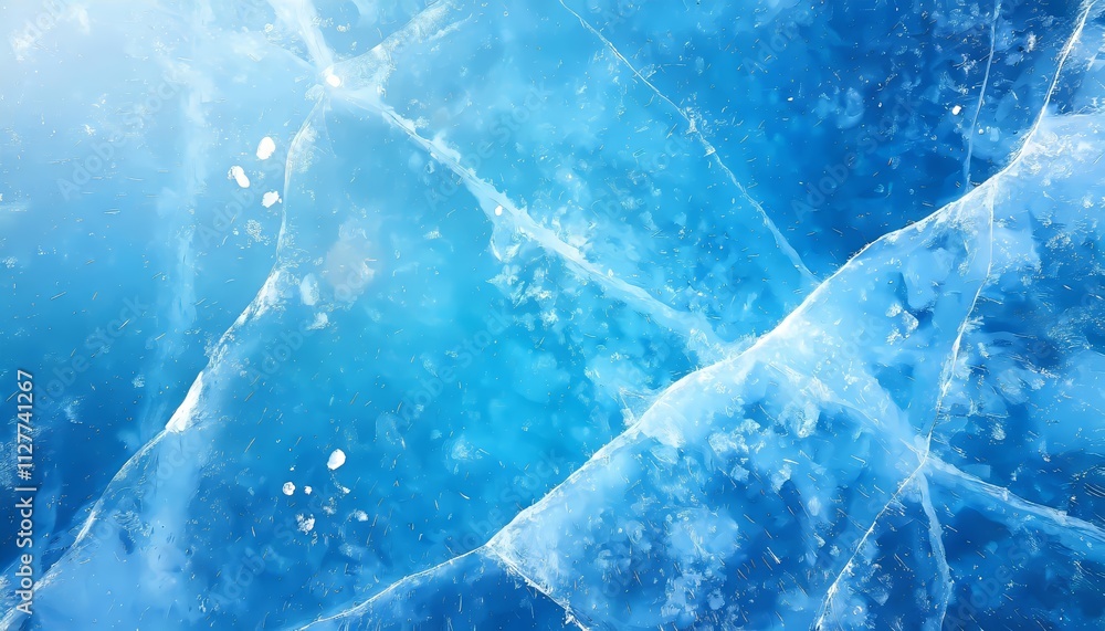 Poster stunning abstract ice background featuring a captivating blue canvas with intricate cracks on the ic