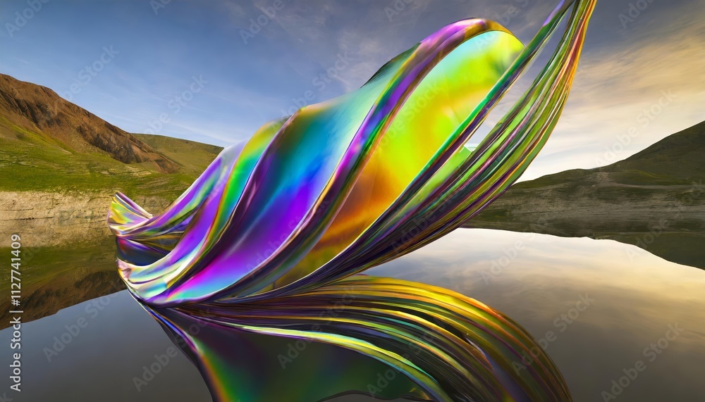 Poster abstract iridescent shape: a captivating exploration of color and form in render - discover the beau