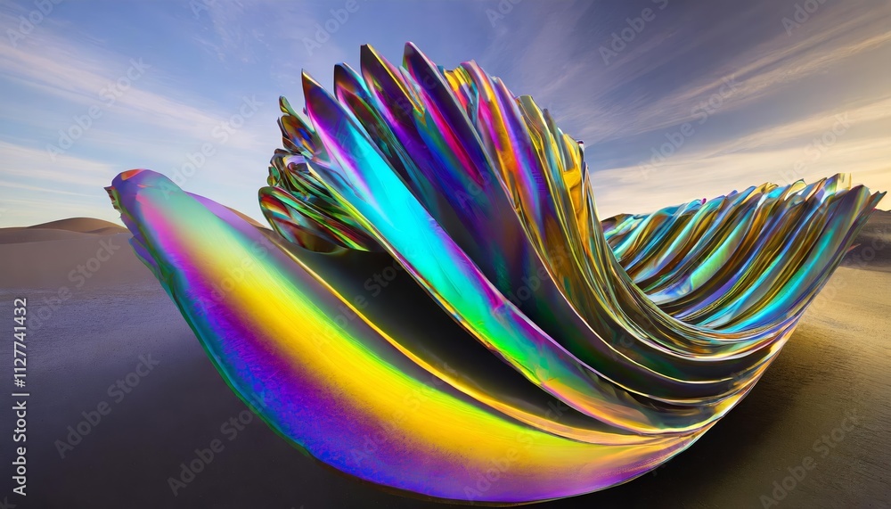 Poster abstract iridescent shape: a stunning visual representation of light and color interplay in modern a
