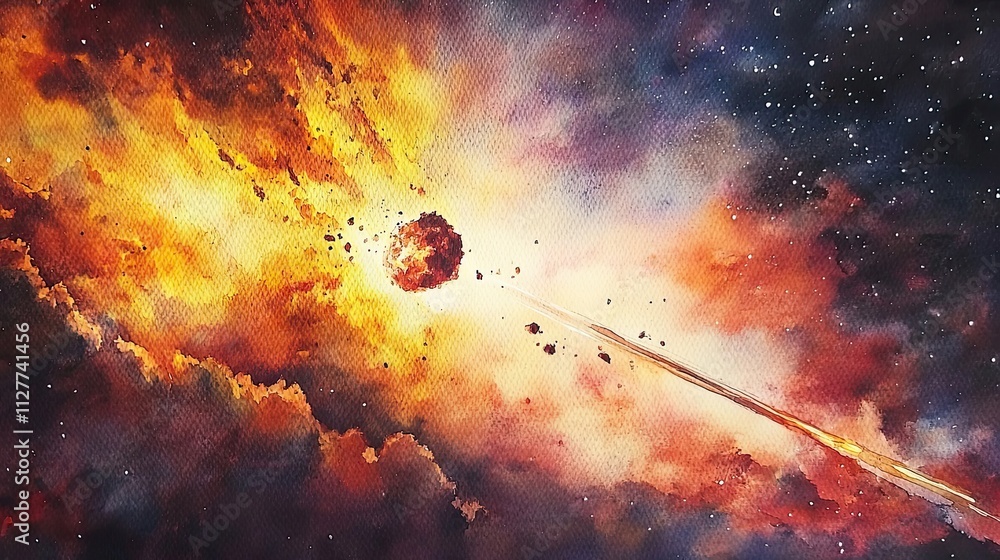 Aufkleber celestial body exploding in a fiery cosmic event