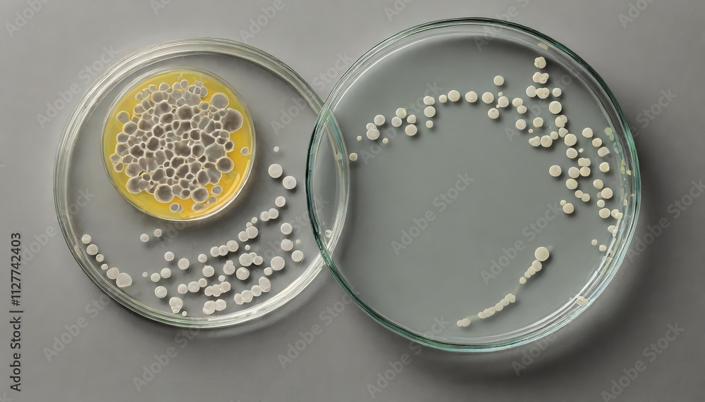 Aufkleber abstract laboratory petri dishes with bacterial colonies in a minimalistic style - a visual explorat