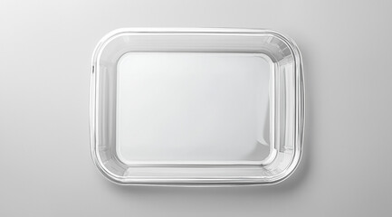 Empty Square Takeaway Dish with Transparent Top View