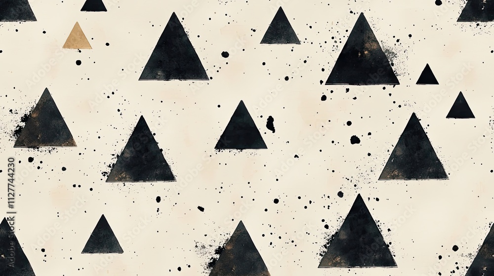 Poster Abstract Triangular Pattern with Splashes of Color