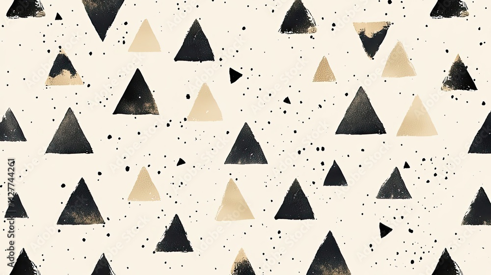 Poster abstract beige and black triangle pattern design