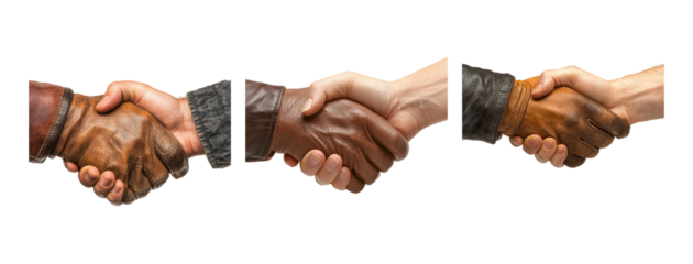 Diverse Hands Shaking on Transparent Background