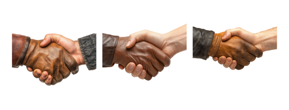 Diverse Hands Shaking on Transparent Background
